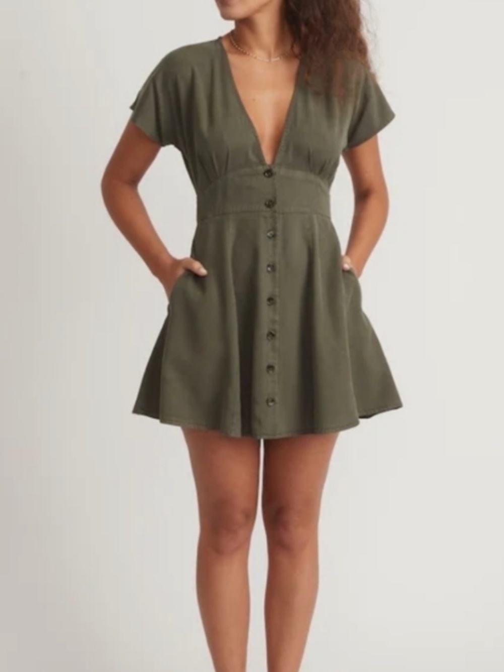 Marine Layer Camila Mini Dress | Olive Green | Size M| Like New